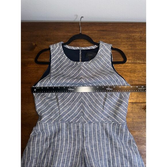 J. Crew Womens Chevron Striped Fit & Flare Linen Mini Dress Cut Out Back - Picture 7 of 9